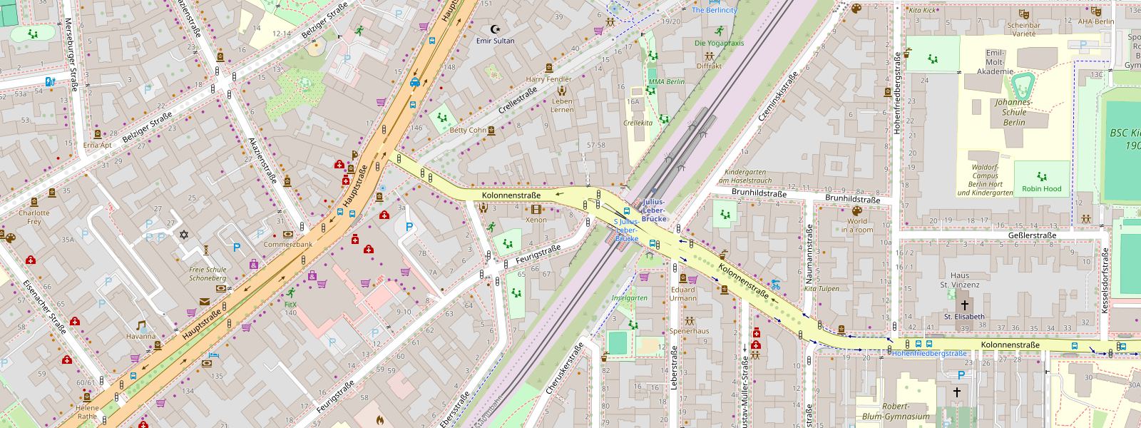 Kartenausschnitt mit dem Standort Kolonnenstraße 8, 10827 Berlin